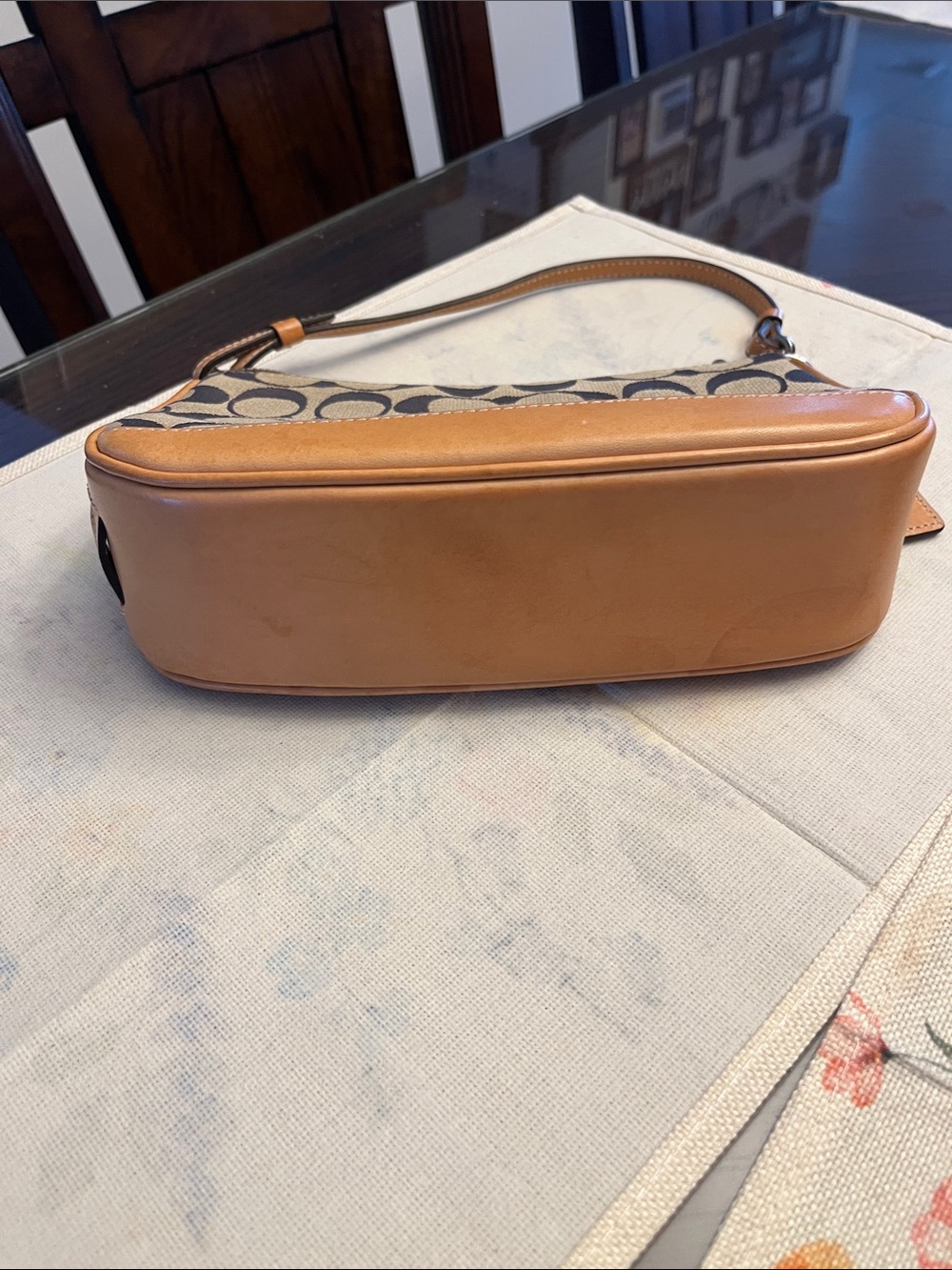 Coach Brown Signature Canvas Mini Pouch with Tan Leather Trim - Picture 3 of 7
